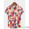 Chemise pour homme – T-shirt d'été à motifs floraux, manches courtes.
