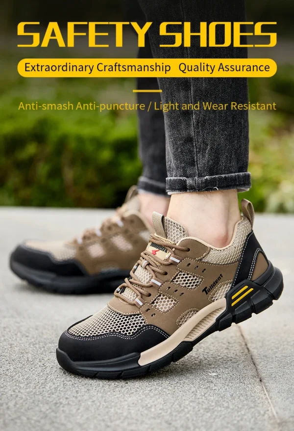 Chaussures de sécurité pour hommes, anti-écrasement et anti-perforation, légères et respirantes.