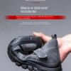 Chaussures de sécurité pour hommes en cuir véritable (croûte de cuir de vache), avec embout composite, semelle anti-perforation, propriétés antistatiques et conception adaptée au soudage ; bottes ultra-résistantes.