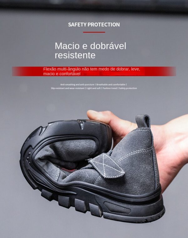 Chaussures de sécurité pour hommes en cuir véritable (croûte de cuir de vache), avec embout composite, semelle anti-perforation, propriétés antistatiques et conception adaptée au soudage ; bottes ultra-résistantes.