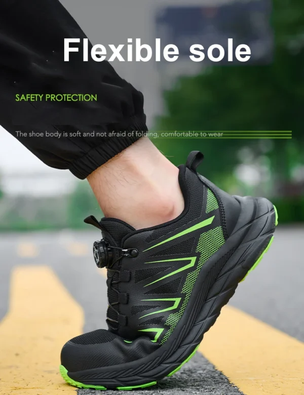 Chaussures de sécurité pour hommes, légères et confortables avec embout de protection en plastique, style tendance, anti-perforation et ultra-résistantes.