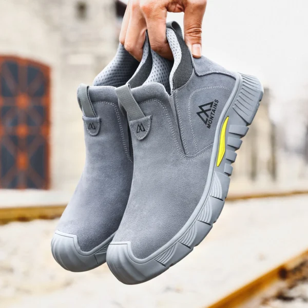 Chaussures de sécurité pour soudeurs (hommes) – Protection de travail anti-écrasement et anti-perforation, avec embout en acier.