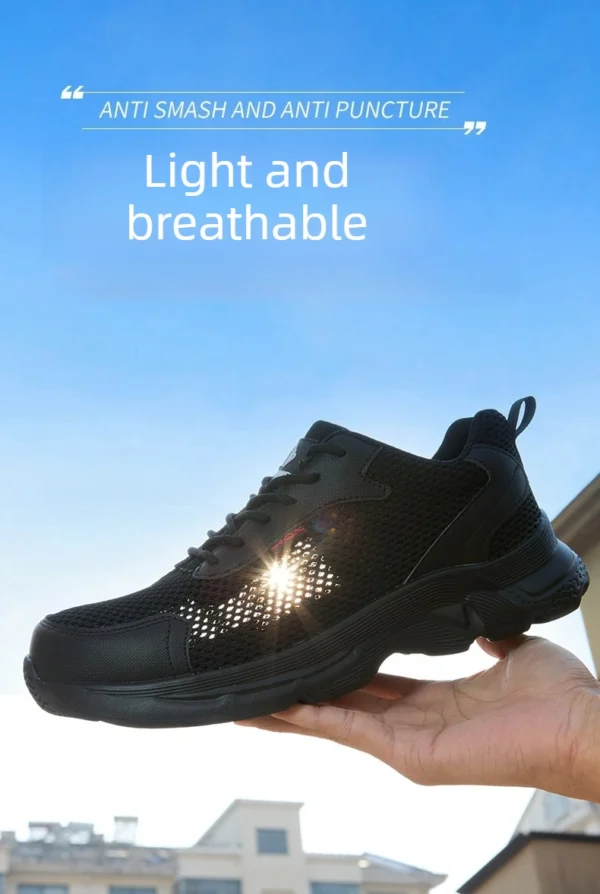 Chaussures de sécurité anti-perforation pour hommes, chaussures de travail d'été respirantes en maille, embout en plastique.