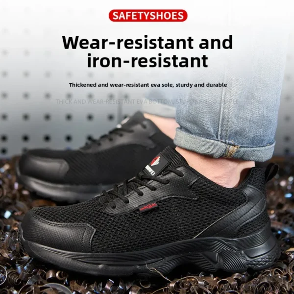 Chaussures de sécurité anti-perforation pour hommes, chaussures de travail d'été respirantes en maille, embout en plastique.