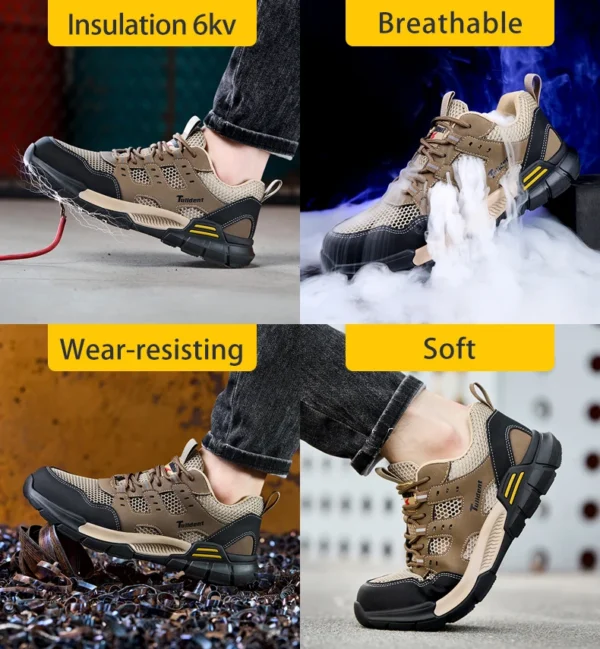 Chaussures de sécurité pour hommes, anti-écrasement et anti-perforation, légères et respirantes.