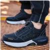 Chaussures de sécurité pour hommes – Style tendance, embout en acier anti-écrasement, semelle en Kevlar – Bottes de travail pour extérieur et atelier industriel – Fermeture à bouton