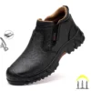Chaussures de sécurité pour hommes en cuir véritable (croûte de cuir de vache), avec embout composite, semelle anti-perforation, propriétés antistatiques et conception adaptée au soudage ; bottes ultra-résistantes.