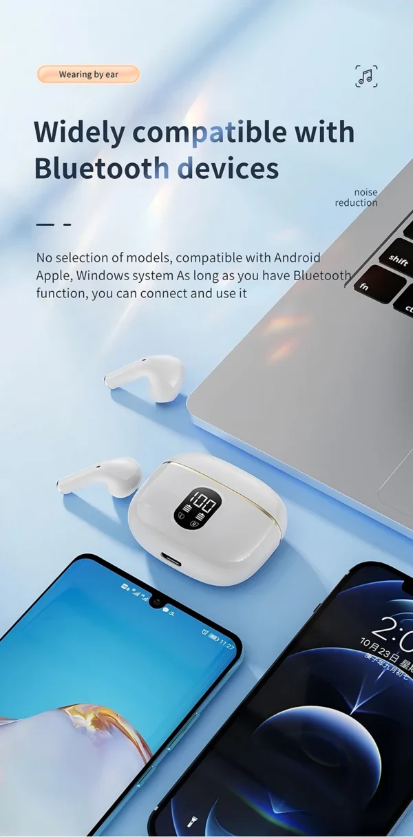 Écouteurs sans fil Bluetooth avec réduction de bruit ENC pour les appels, son stéréo Hi-Fi – Modèle Pro4s (compatible Xiaomi et AirPods)