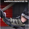 Chaussures de sécurité pour hommes avec fermeture rotative, embout en acier, bottes de travail industrielles respirantes.