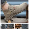Chaussures de sécurité pour hommes en cuir véritable (croûte de cuir de vache), avec embout composite, semelle anti-perforation, propriétés antistatiques et conception adaptée au soudage ; bottes ultra-résistantes.