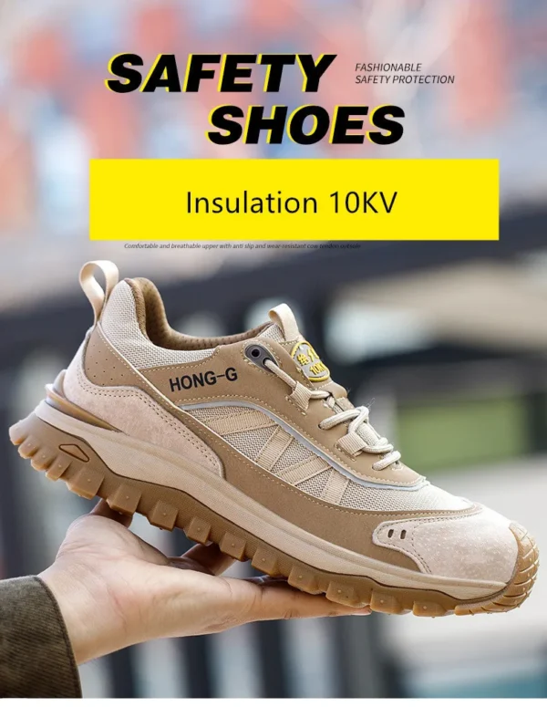 Chaussures de sécurité isolantes pour hommes avec embout en plastique, baskets de travail antidérapantes, chaussures de protection et bottes de travail anti-perforation.