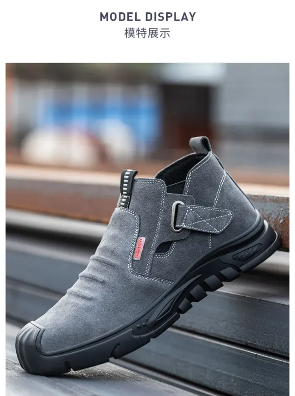Chaussures de sécurité pour hommes en cuir véritable (croûte de cuir de vache), avec embout composite, semelle anti-perforation, propriétés antistatiques et conception adaptée au soudage ; bottes ultra-résistantes.