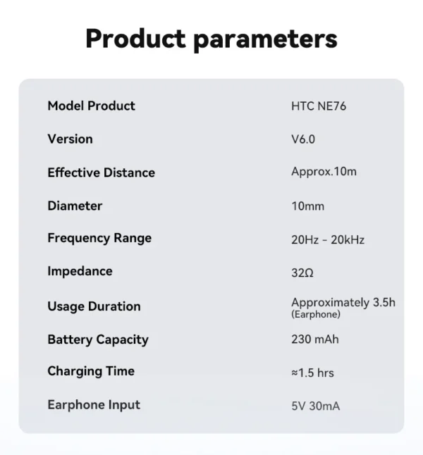 Écouteurs Bluetooth HTC NE76, mini-écouteurs invisibles avec traducteur IA pour le sommeil, écouteurs sans fil souples – Orange.