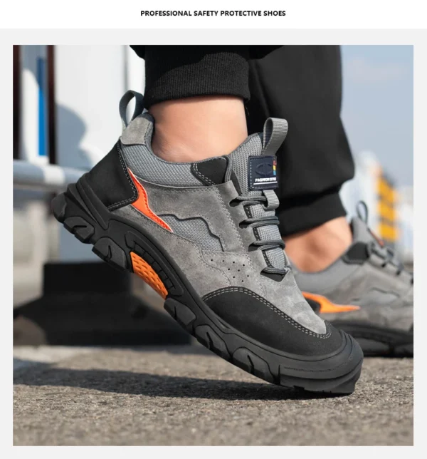 Chaussures de sécurité pour hommes, légères et confortables avec embout de protection en plastique, style tendance, anti-perforation et ultra-résistantes.