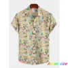 Chemise pour homme – T-shirt d'été à motifs floraux, manches courtes.