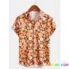 Chemise pour homme – T-shirt d'été à motifs floraux, manches courtes.