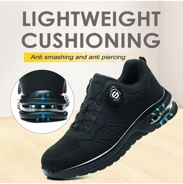 Chaussures de sécurité pour hommes avec fermeture rotative – Légères, anti-chocs et anti-perforation – Style sportif pour les professionnels en extérieur