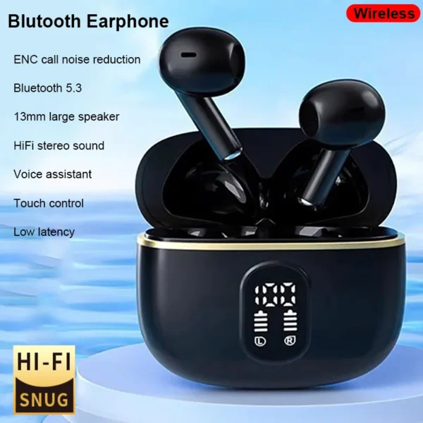 Écouteurs sans fil Bluetooth avec réduction de bruit ENC pour les appels, son stéréo Hi-Fi – Modèle Pro4s (compatible Xiaomi et AirPods)