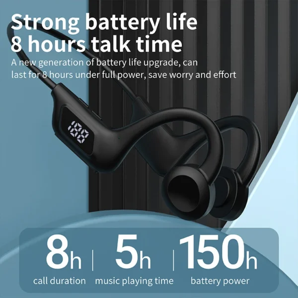 Écouteurs sans fil Lenovo à conduction osseuse – Compatibles Bluetooth, mains libres avec micro – Idéaux pour le sport, la course et la natation