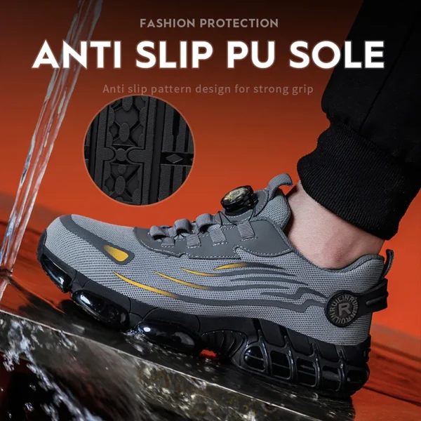 Chaussures de sécurité pour hommes avec système de serrage rotatif – Style sportif, anti-écrasement et anti-perforation