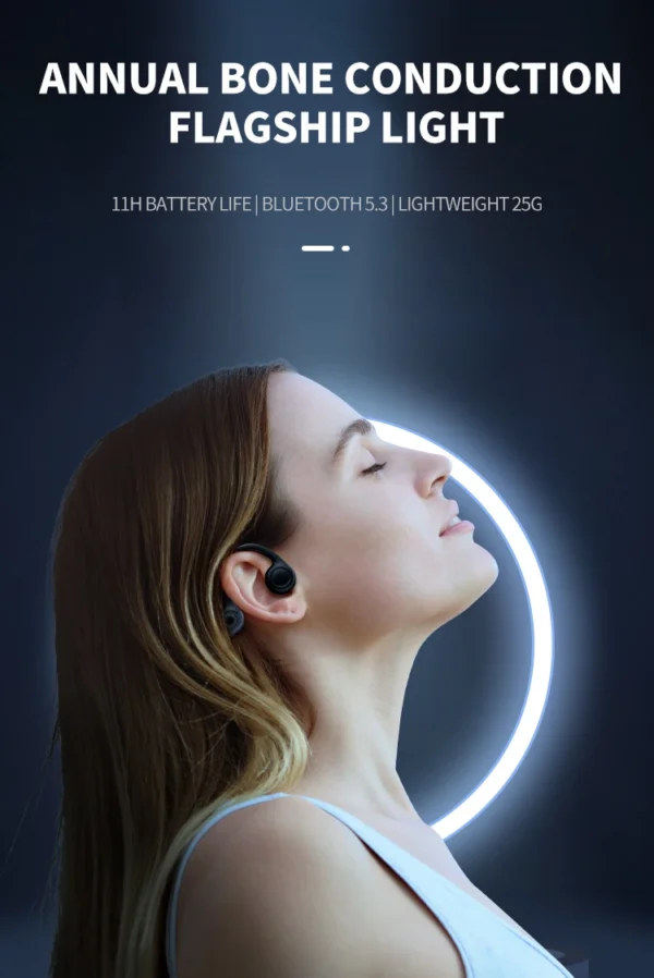 Écouteurs à conduction osseuse réelle B8 – Casque sans fil Bluetooth 5.3 pour le sport avec contour d'oreille et étanchéité IPX5 (idéal pour la course et la conduite)