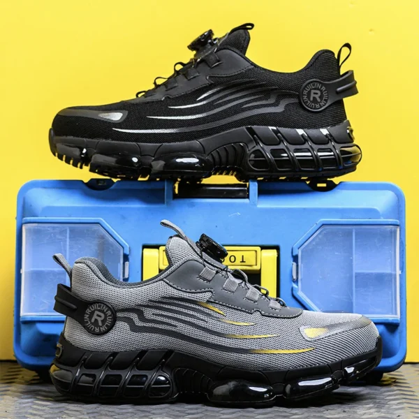 Chaussures de sécurité pour hommes avec système de serrage rotatif – Style sportif, anti-écrasement et anti-perforation