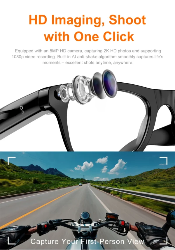 Lunettes de caméra Xiaomi 8K pour la prise de vue vidéo, traduction IA précise, appels Bluetooth, lecteur de musique, pour femmes et hommes, 8MP, lunettes de traduction