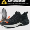 Chaussures de sécurité pour hommes – Style tendance, embout en acier anti-écrasement, semelle en Kevlar – Bottes de travail pour extérieur et atelier industriel – Fermeture à bouton