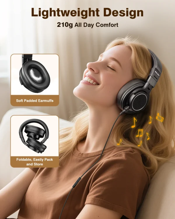 Casque audio filaire professionnel New Bee pour DJ et studio, avec microphone, circum-aural, haute résolution (Hi-Res), pour monitoring et écoute musicale.