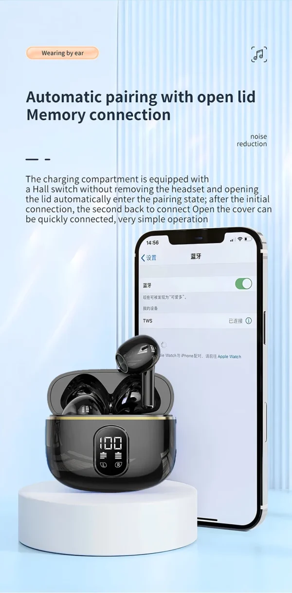 Écouteurs sans fil Bluetooth avec réduction de bruit ENC pour les appels, son stéréo Hi-Fi – Modèle Pro4s (compatible Xiaomi et AirPods)