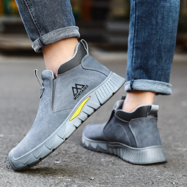Chaussures de sécurité pour soudeurs (hommes) – Protection de travail anti-écrasement et anti-perforation, avec embout en acier.