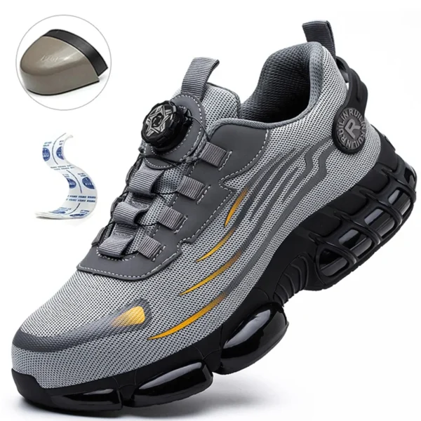 Chaussures de sécurité pour hommes avec système de serrage rotatif – Style sportif, anti-écrasement et anti-perforation