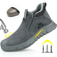 Chaussures de sécurité pour soudeurs (hommes) – Protection de travail anti-écrasement et anti-perforation, avec embout en acier.