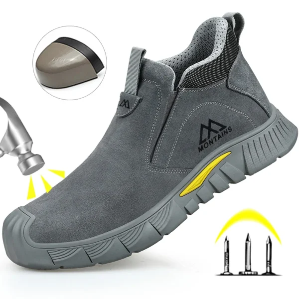 Chaussures de sécurité pour soudeurs (hommes) – Protection de travail anti-écrasement et anti-perforation, avec embout en acier.