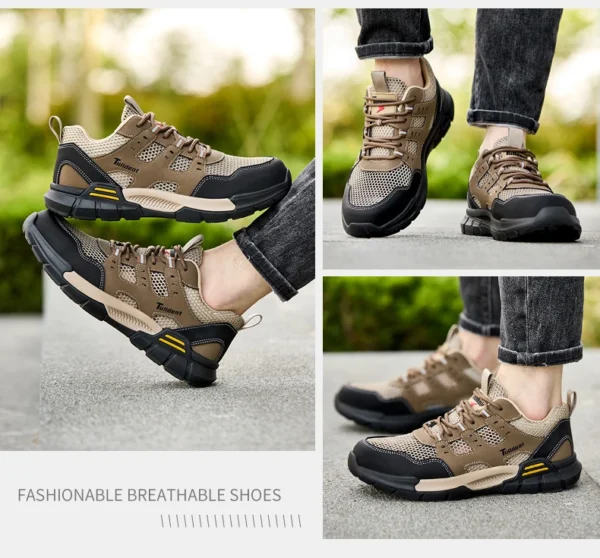 Chaussures de sécurité pour hommes, anti-écrasement et anti-perforation, légères et respirantes.