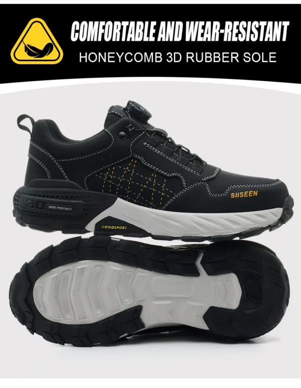 Chaussures de sécurité pour hommes – Style tendance, embout en acier anti-écrasement, semelle en Kevlar – Bottes de travail pour extérieur et atelier industriel – Fermeture à bouton