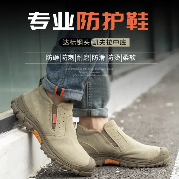 Chaussures de sécurité pour hommes en cuir véritable (croûte de cuir de vache), avec embout composite, semelle anti-perforation, propriétés antistatiques et conception adaptée au soudage ; bottes ultra-résistantes.