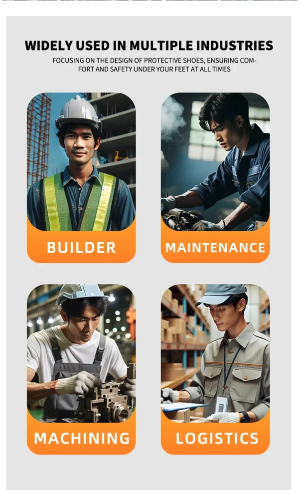 Chaussures de sécurité pour hommes avec fermeture rotative, embout en acier, bottes de travail industrielles respirantes.