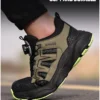 Chaussures de sécurité pour hommes avec fermeture rotative, embout en acier, bottes de travail industrielles respirantes.