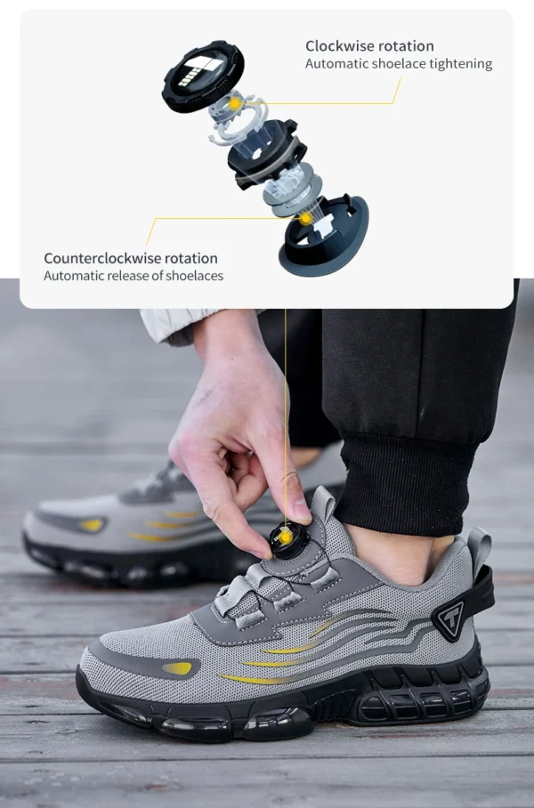 Chaussures de sécurité pour hommes à système de serrage rotatif, chaussures de travail, bottes de sécurité anti-perforation, bottes tactiques.