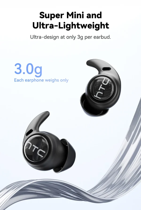 Écouteurs Bluetooth HTC NE76, mini-écouteurs invisibles avec traducteur IA pour le sommeil, écouteurs sans fil souples – Orange.