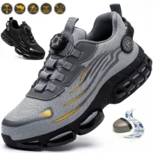 Chaussures de sécurité pour hommes avec système de serrage rotatif – Style sportif, anti-écrasement et anti-perforation