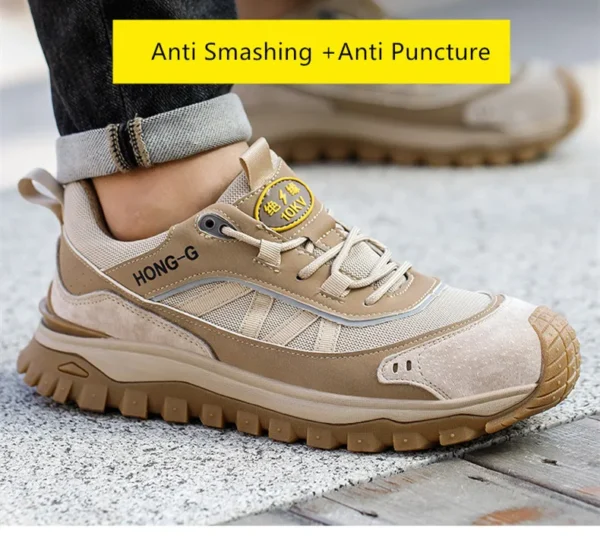 Chaussures de sécurité isolantes pour hommes avec embout en plastique, baskets de travail antidérapantes, chaussures de protection et bottes de travail anti-perforation.