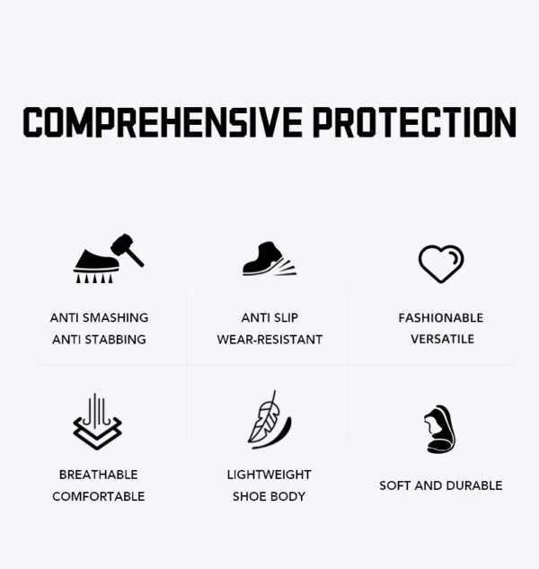 Chaussures de sécurité pour hommes avec fermeture rotative, embout en acier, bottes de travail industrielles respirantes.
