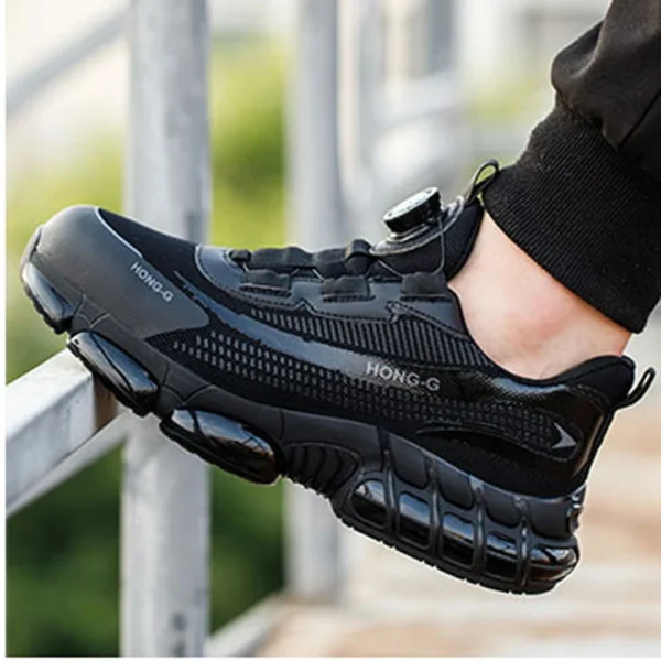 Chaussures de sécurité pour hommes avec système de serrage rotatif – Style sportif, anti-écrasement et anti-perforation