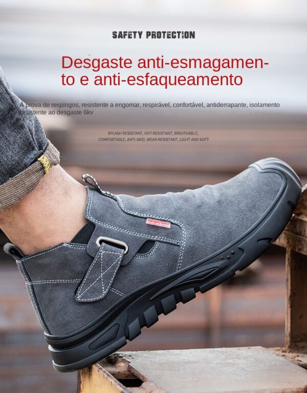 Chaussures de sécurité pour hommes en cuir véritable (croûte de cuir de vache), avec embout composite, semelle anti-perforation, propriétés antistatiques et conception adaptée au soudage ; bottes ultra-résistantes.