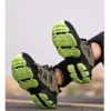 Chaussures de sécurité pour hommes avec fermeture rotative, embout en acier, bottes de travail industrielles respirantes.