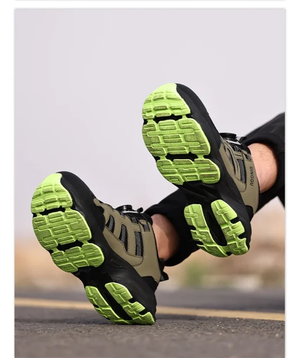 Chaussures de sécurité pour hommes avec fermeture rotative, embout en acier, bottes de travail industrielles respirantes.