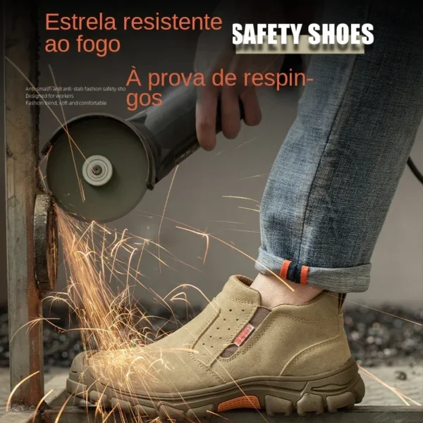 Chaussures de sécurité pour hommes en cuir véritable (croûte de cuir de vache), avec embout composite, semelle anti-perforation, propriétés antistatiques et conception adaptée au soudage ; bottes ultra-résistantes.