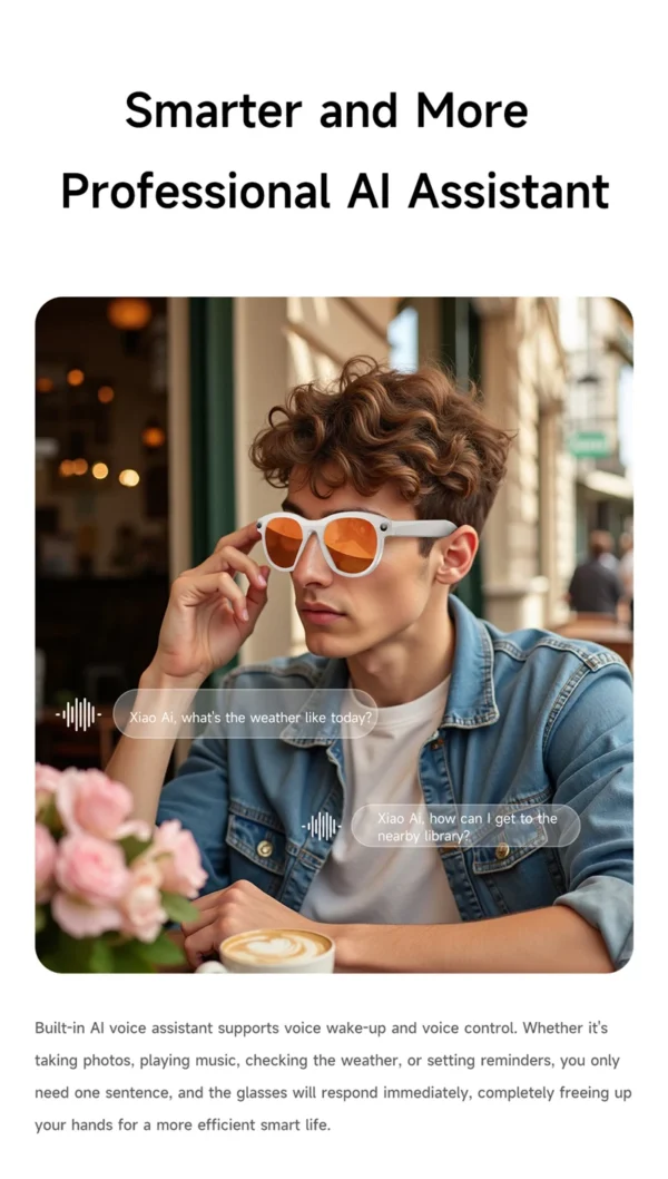 Lunettes de caméra Xiaomi 8K pour la prise de vue vidéo, traduction IA précise, appels Bluetooth, lecteur de musique, pour femmes et hommes, 8MP, lunettes de traduction